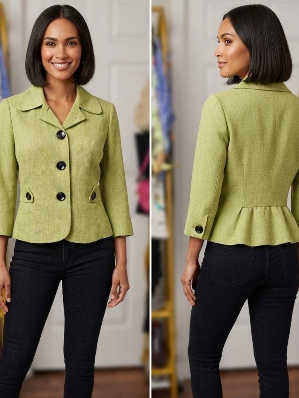 Reformation Perceptions Women’s Lime Green Peplum Blazer Petite 4